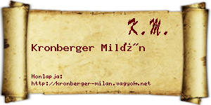 Kronberger Milán névjegykártya